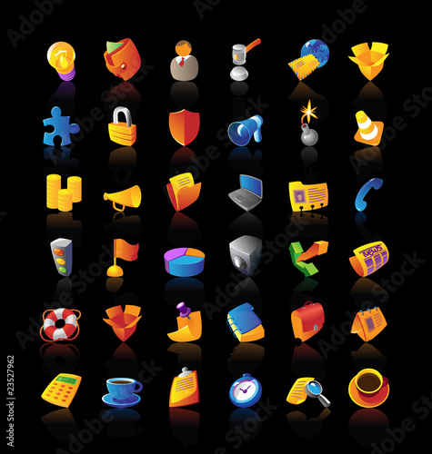 Realistic icons set for business and finance Realistic icons set for business and finance