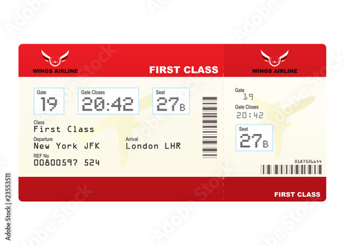 Vector: plane tickets first class plane tickets first class