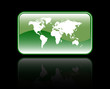 Glossy World Map Sign Icon Isolated on Black