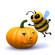 3d Bee finds scary pumpkin