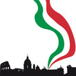 Black vector Rome silhouette skyline with Italian flag