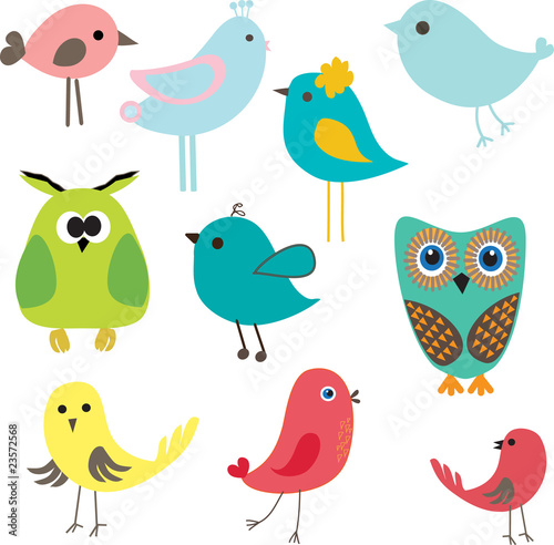 Vector: Set of different cute birds. Set of different cute birds.