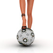 Frauenbeine mit Fussball