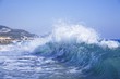 foamy big blue waves in a clear summer day foamy big blue waves in a clear summer day