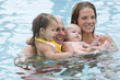 Young family together in swimming pool