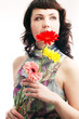 Woman with flowers