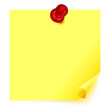 Yellow sticker with the curled corner and straight pin Yellow sticker with the curled corner and straight pin