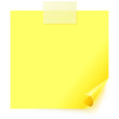 Yellow sticker with the curled corner and paper adhesive tape Yellow sticker with the curled corner and paper adhesive tape