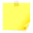 Yellow sticker with the curled corner and adhesive tape Yellow sticker with the curled corner and adhesive tape