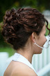 brown curl up do hair style wedding bride