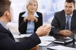 Business meeting, hand in closeup Business meeting, hand in closeup
