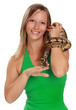 woman holding a snake