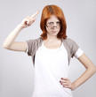 Young Businesswomen in white with glasses.