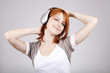 Girl with modern headphones.