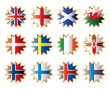 Star flags North Europe. Separated layers with country name.