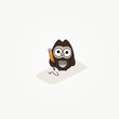 card illustration of cartoon owl with paper and pencil card illustration of cartoon owl with paper and pencil