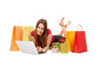 beautiful young woman shopping over internet beautiful young woman shopping over internet
