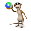 3d Rat plays with beach ball