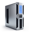 Modern computer server over white background