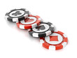 Casino chips over white background
