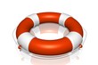 Orange life buoy with rope isolated