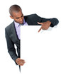 homme pancarte panneau blanc