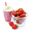 Bowl of strawberries with whipped cream Bowl of strawberries with whipped cream