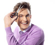 man portrait with scissors