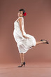 Beautiful flamenco dancer in white dress