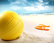 Volleyball in the sand with sandals Volleyball in the sand with sandals
