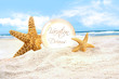 Crystal ball with starfish in the sand Crystal ball with starfish in the sand