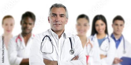 Photo: expertise doctor multiracial nurse team row expertise doctor multiracial nurse team row