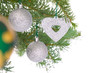 Colorful decorations on pine branch