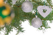 Colorful decorations on pine branch