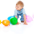 Little baby in balloons