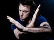 Funny Man Portrait anger refuse gesture