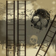 Background with Grunge Filmstrip and skull Background with Grunge Filmstrip and skull