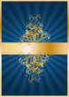 fondo elegante azul y oro con florers