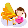 girl play the piano. cartoon vector illustration