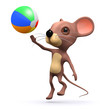 3d Mouse plays beach ball