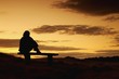 Woman Silhouetted By Sunset,Tyne And Wear, England