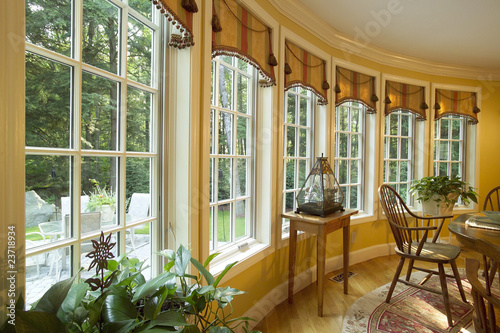 Photo: Dining Room with Large Bow Window Dining Room with Large Bow Window