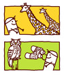 man with giraffes & owl man with giraffes & owl