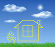 house on the green field