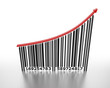 3D barcode with a red arrow pointing up