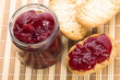 Breakfast of cherry jam on toast
