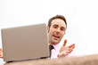 Frustrated businessman letting off steam