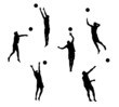 Beach volleyball (silhouettes) - vector Beach volleyball (silhouettes) - vector