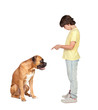 Adorable boy and his dog