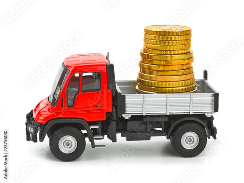 Photo: Toy truck with money Toy truck with money